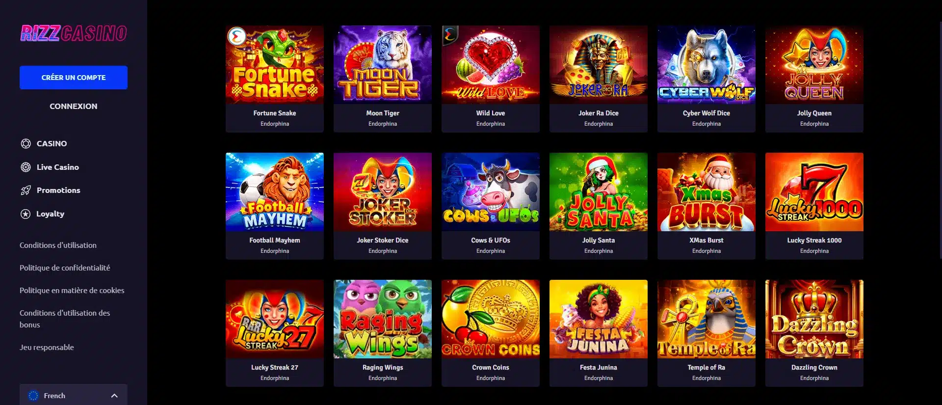 endorphina sur rizz casino