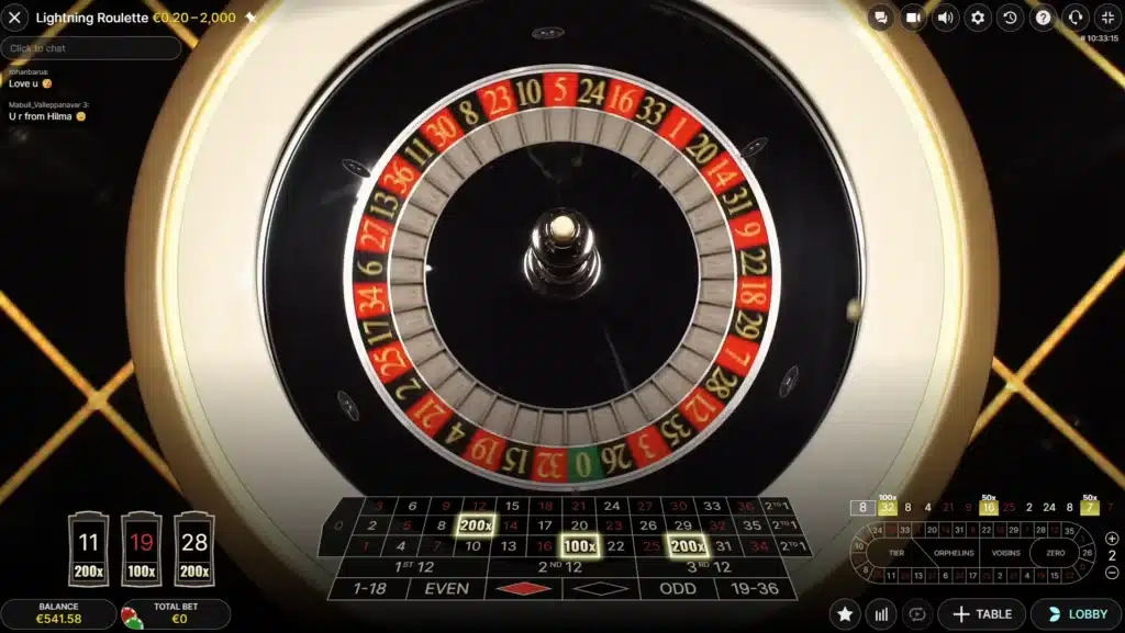 lightning roulette d'evolution