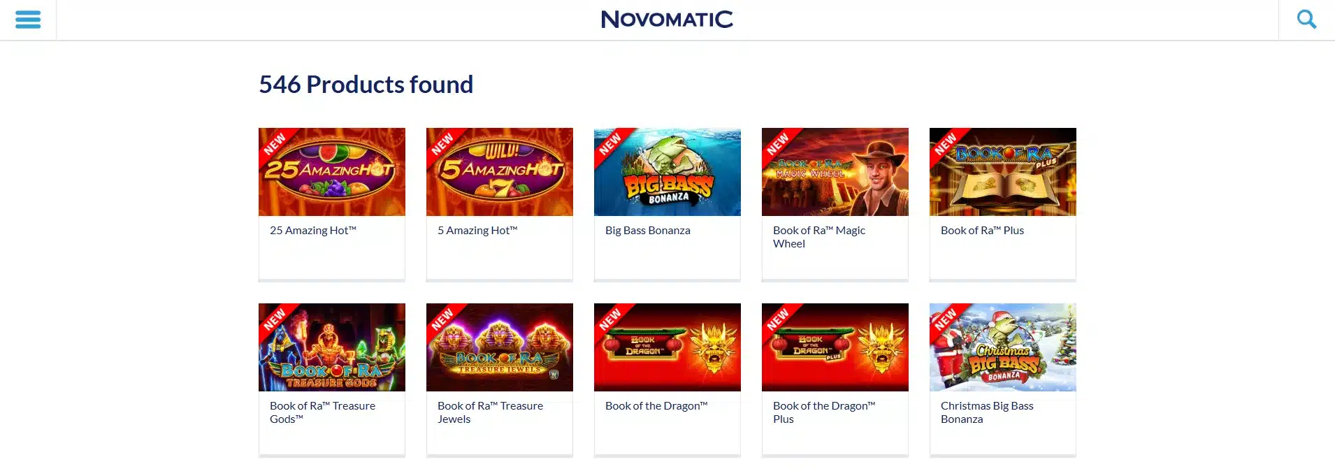 thèmes des jeux novomatic