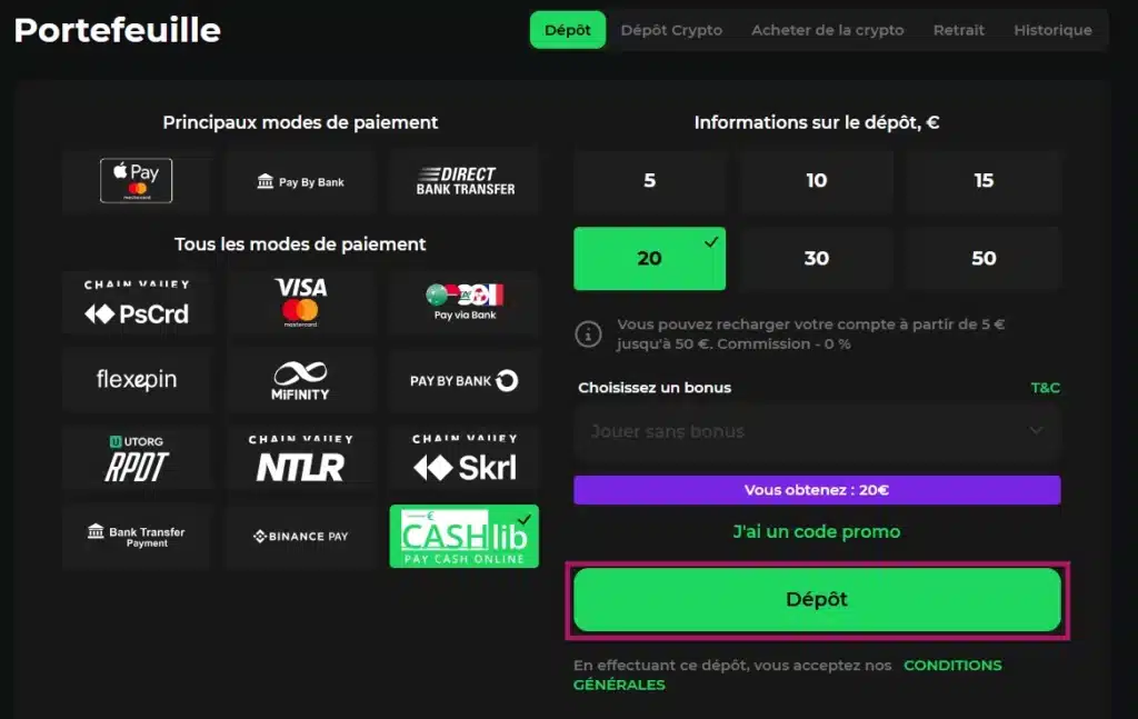 Les meilleurs casinos en ligne pour déposer avec cashlib 41 Cliquez sur Dépôt