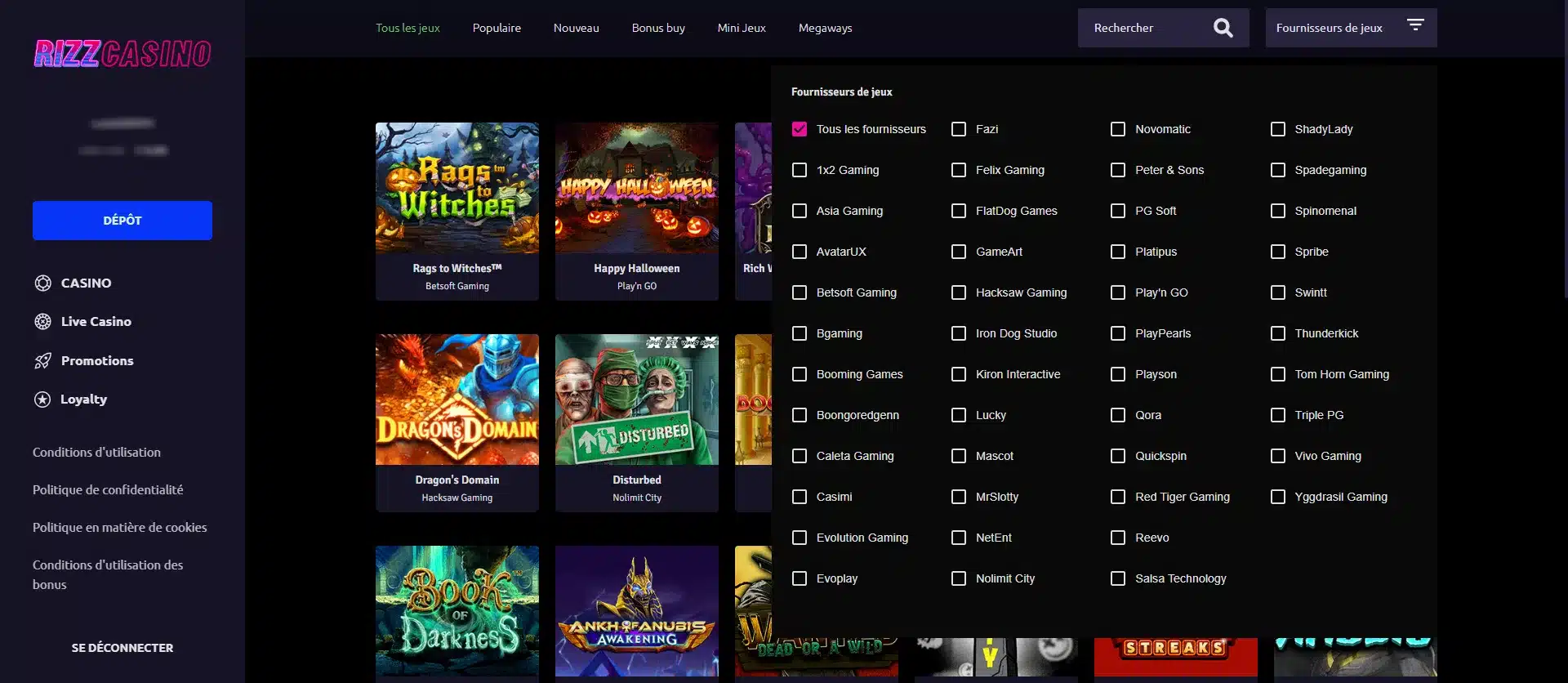 Rizz Casino Avis | Test & Bonus 20 00€ + 12FS Sans Dépôt