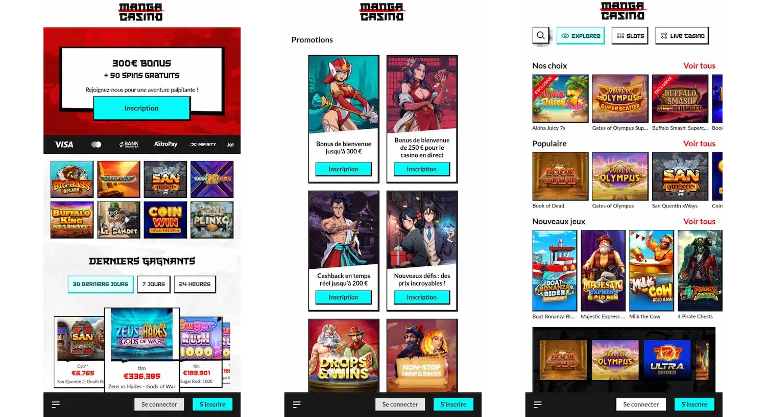 manga casino sur mobile