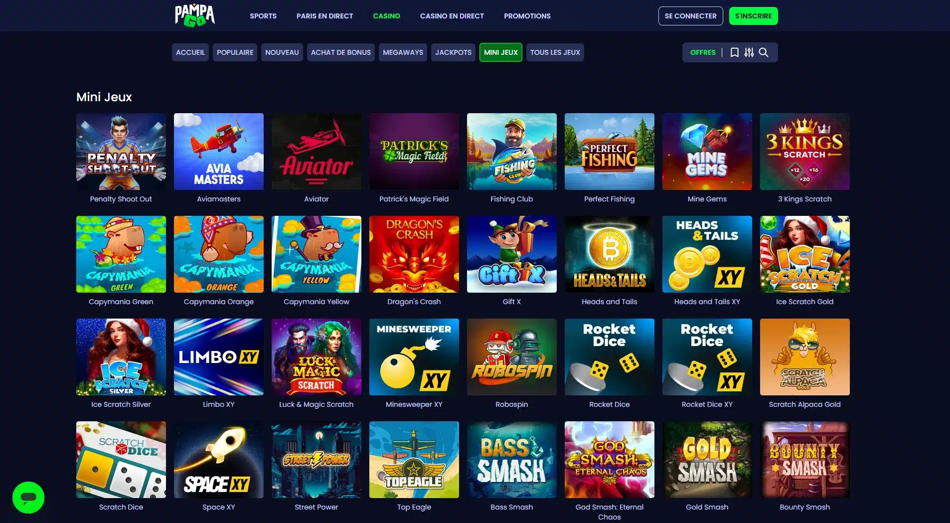 mini-jeux avec un dépôt de 20 euros