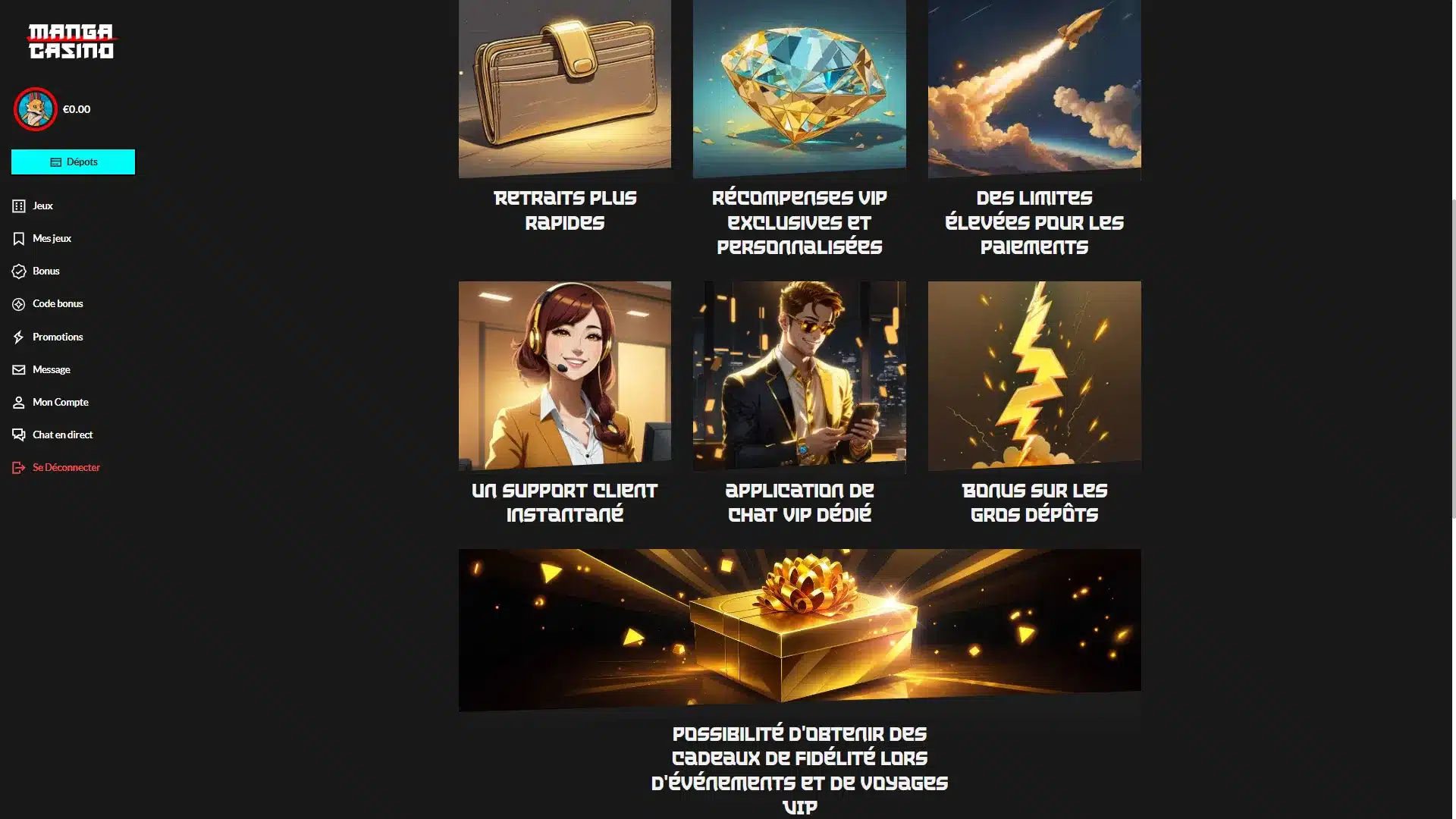 programme vip de manga casino
