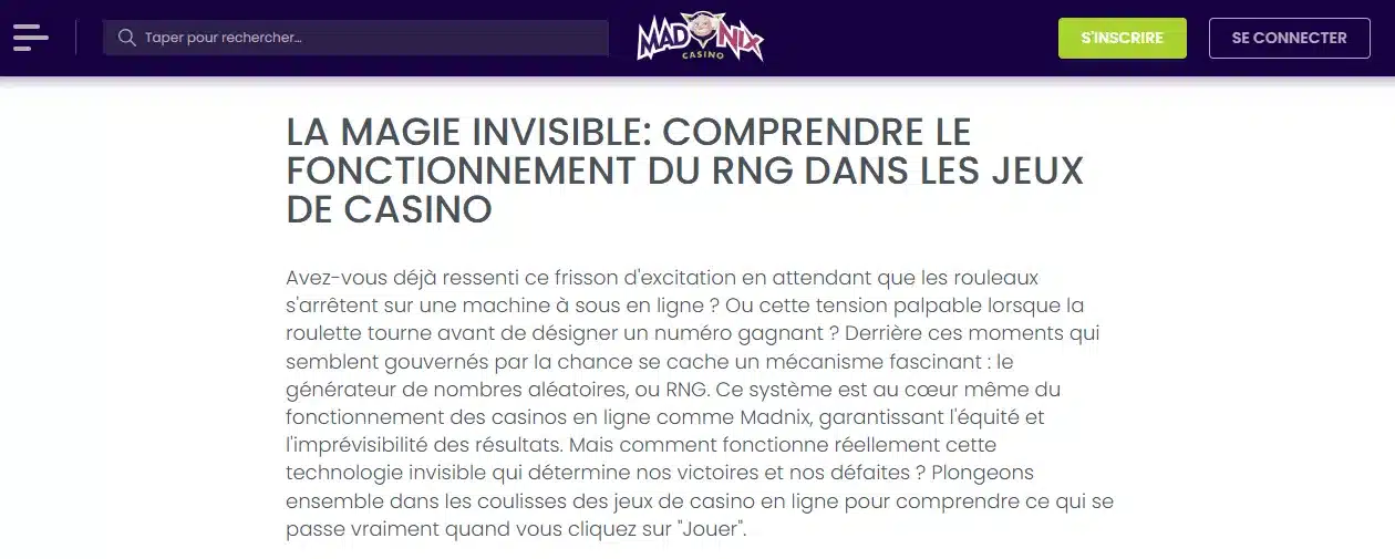 Madnix Casino 13 rng sur madnix