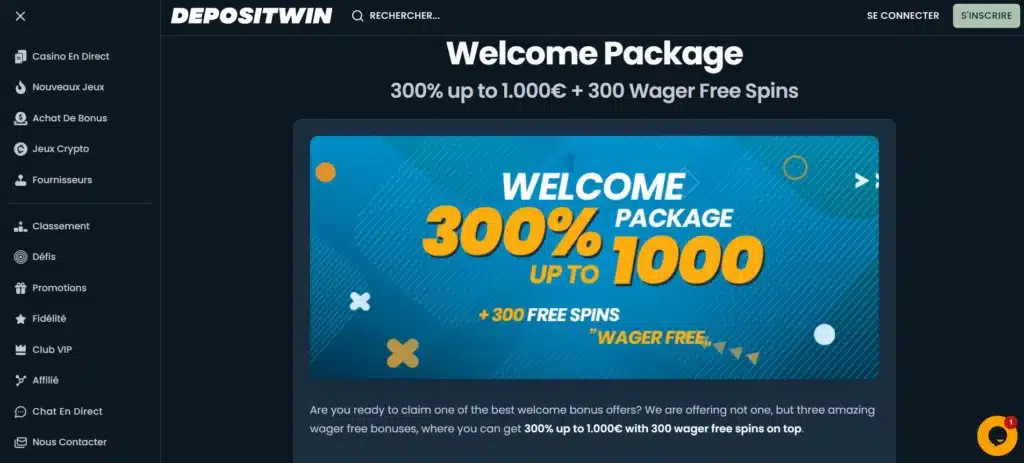 Les meilleurs casinos avec Free Spins (tours gratuits) 23 Le bonus de bienvenue DepositWin avec 300 FS