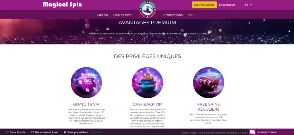 Les meilleurs casinos avec Free Spins (tours gratuits) 21 Les tours gratuits VIP de Magical Spin