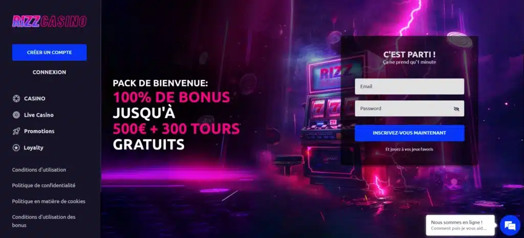 Les meilleurs casinos avec Free Spins (tours gratuits) 31 Page d'accueil de Rizz Casino