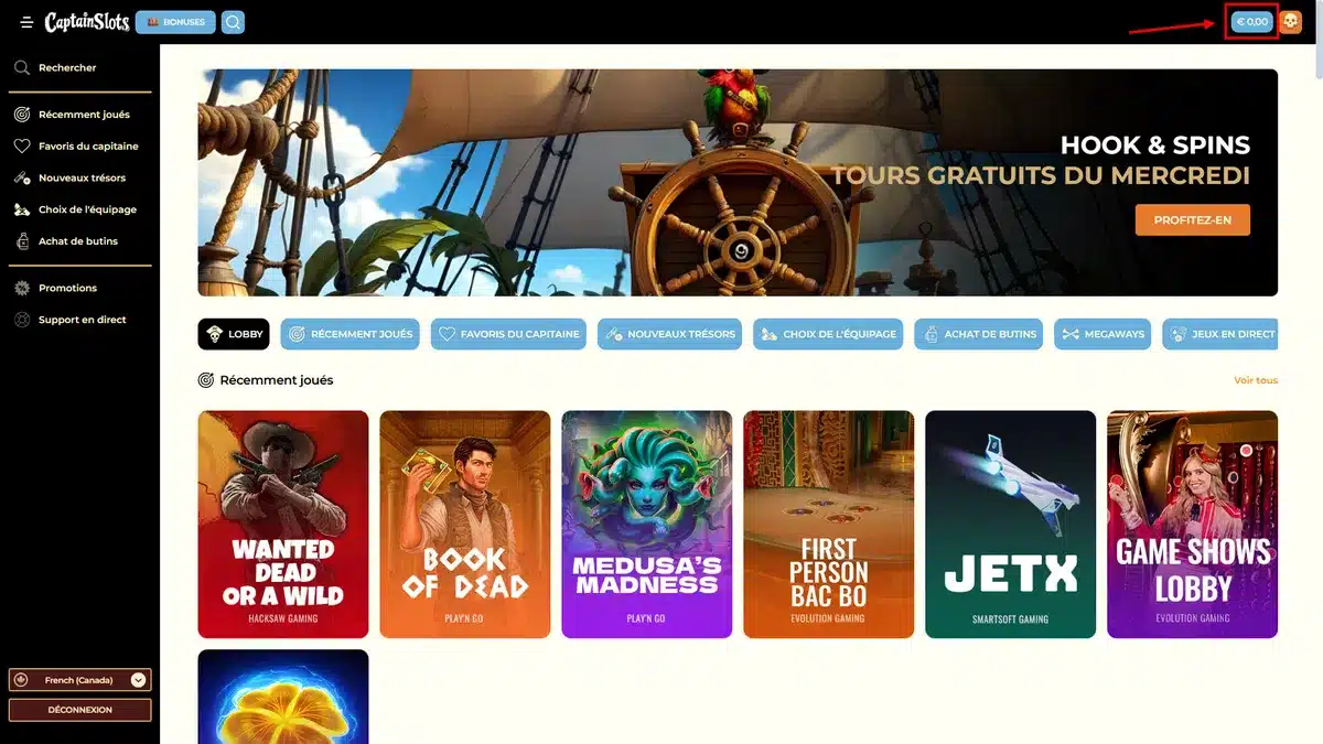 Captain Slots Casino : Notre avis 11 dépôt sur captain slots 1