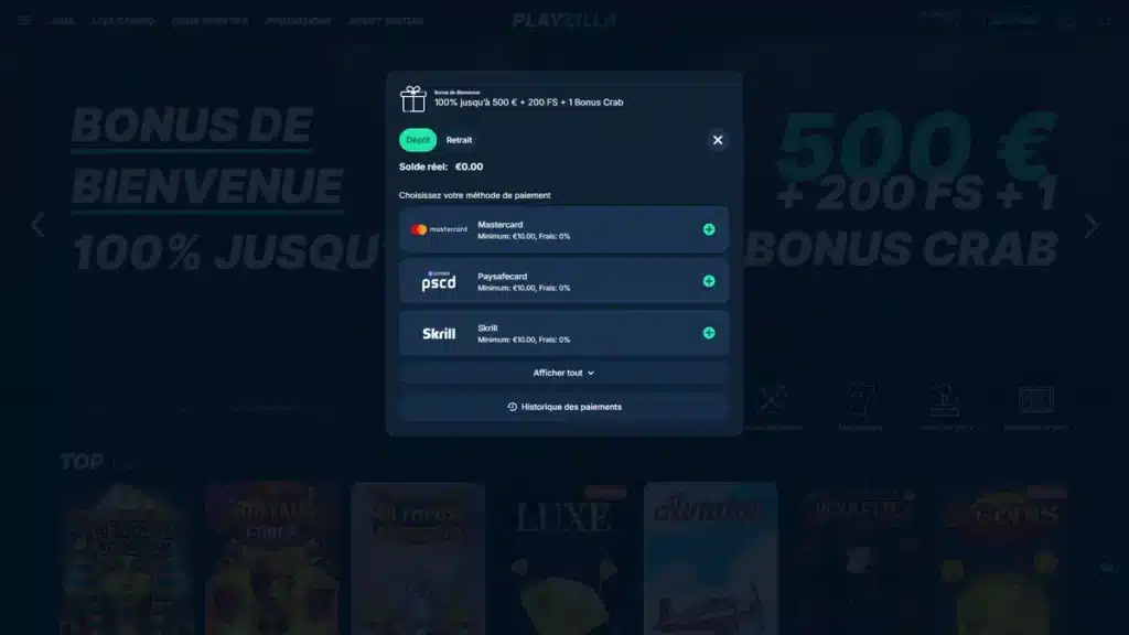 PlayZilla Casino : notre avis 16 dépôt sur playzilla 2