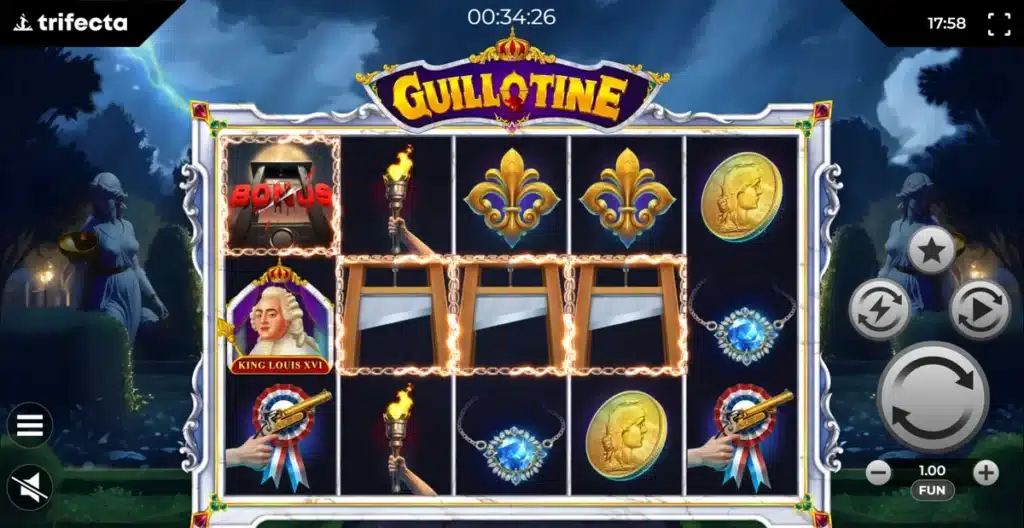 Machine à sous Guillotine : Jouez gratuitement 6 Gains simultanés sur Guillotine machine à sous Trifecta