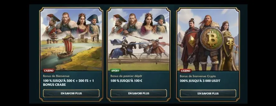 Bonus de bienvenue casino pour jouer en ligne 3 Myempire bonus de bienvenue casino