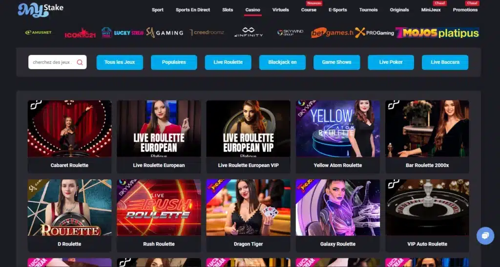 MyStake jeux de casino gratuits
