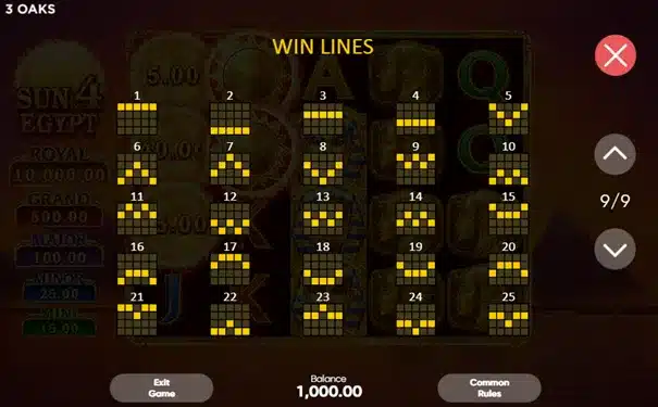Sun of Egypt 4 4 Sun of Egypt : lignes de paiement